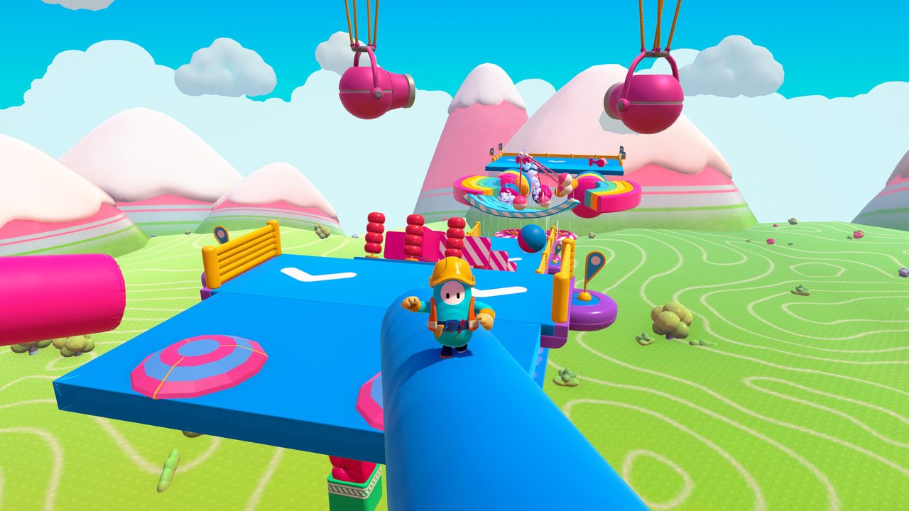 Beans racing across a colourful obstacle course