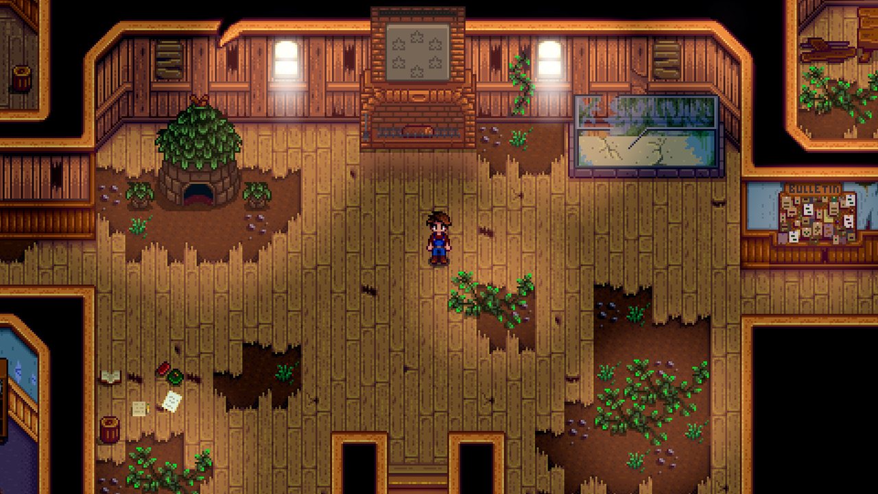 A cosy farmhouse interior at night