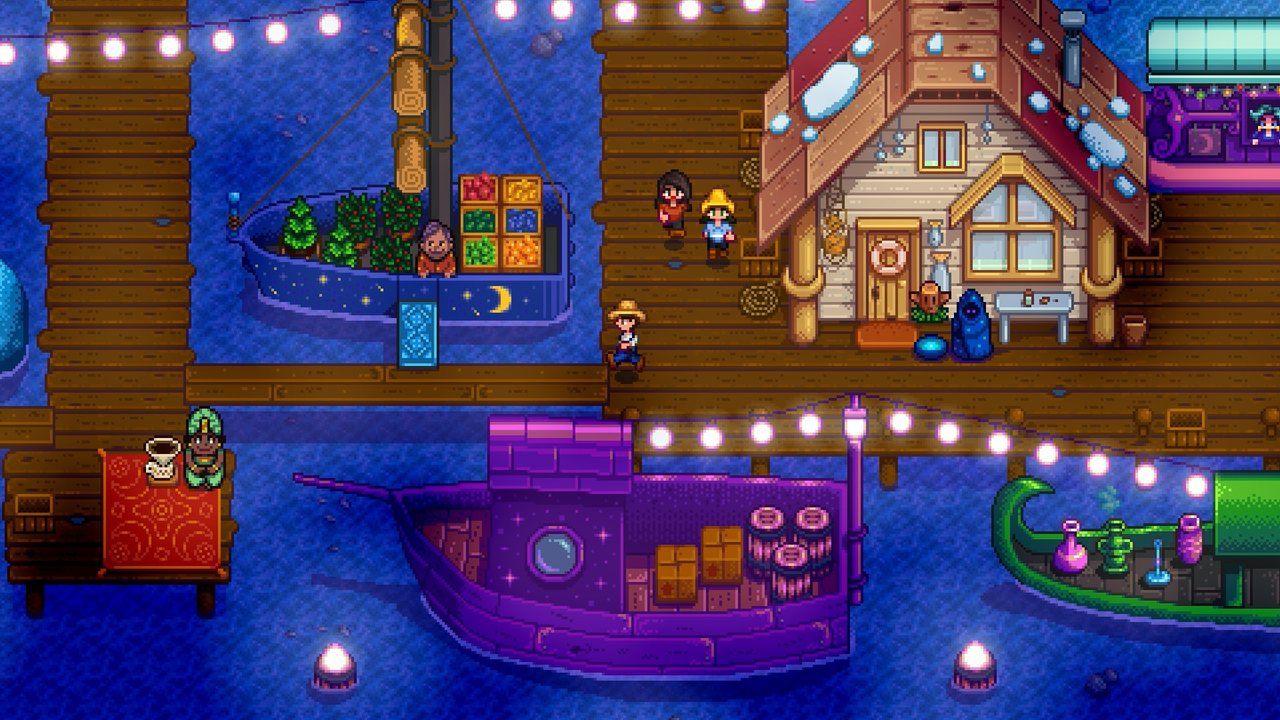 Villagers gathered at a lantern-lit night festival
